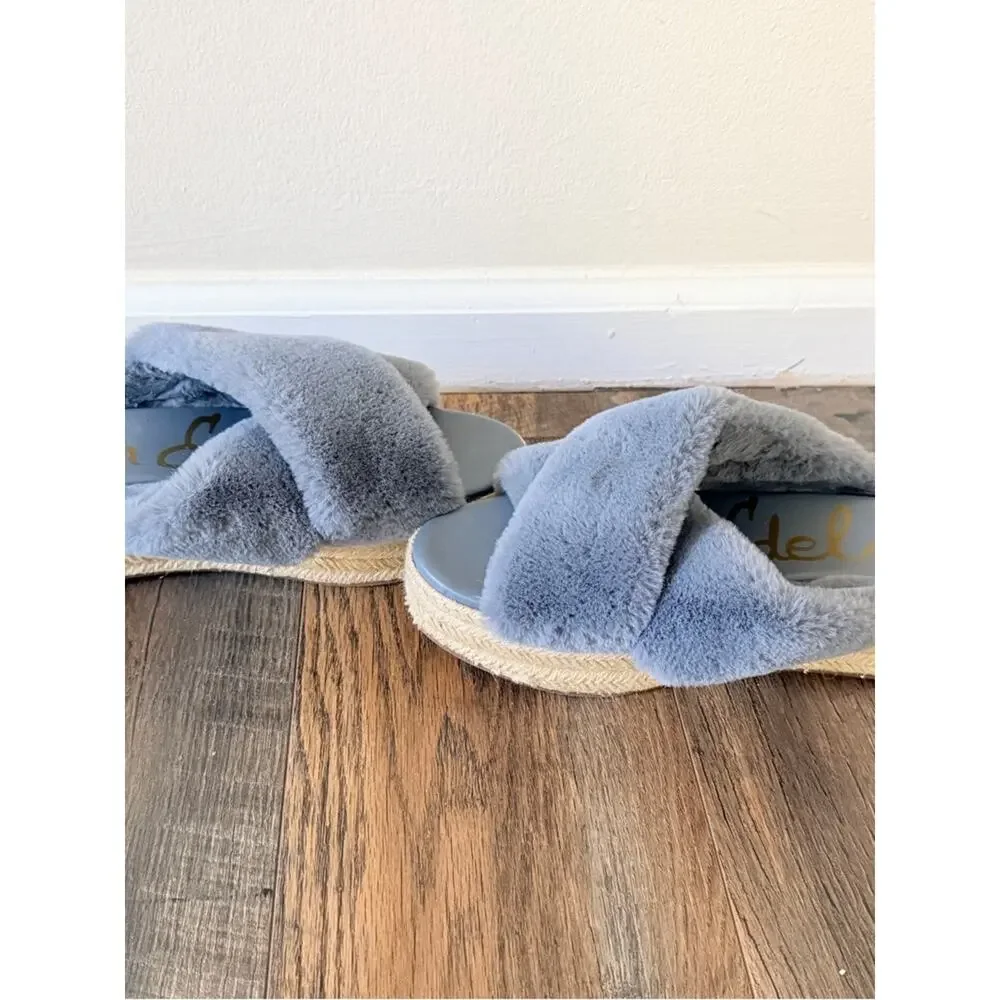 8.5 Espadrille wedge sandals mules | Sam edelman Zia Faux Fur | coastal bohemian